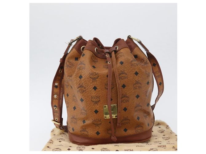Borsa a Spalla MCM Vicetos Logogram in Pelle PVC Marrone Oro Auth bs33527 D'oro - vista 23