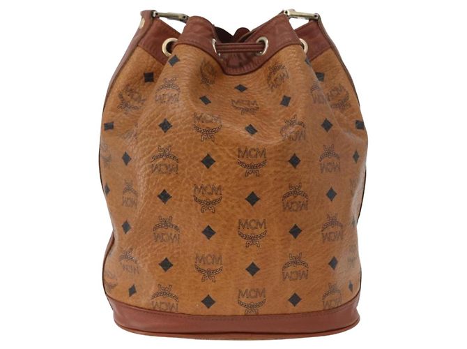 Borsa a Spalla MCM Vicetos Logogram in Pelle PVC Marrone Oro Auth bs33527 D'oro - vista 3