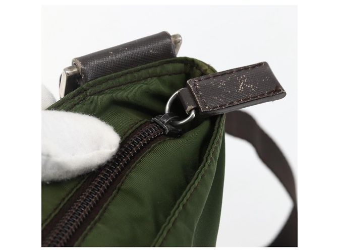Borsa a Spalla PRADA Nylon Khaki Argento Autentica 173280 Cachi - vista 15