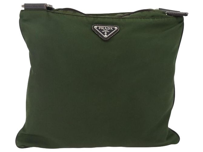 Borsa a Spalla PRADA Nylon Khaki Argento Autentica 173280 Cachi - vista 2