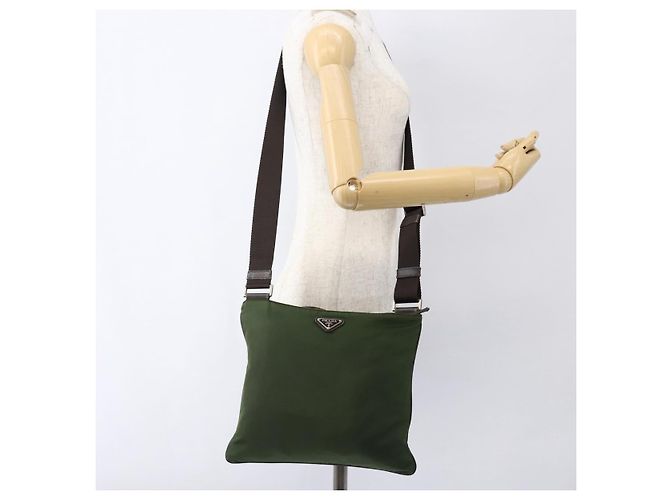 Borsa a Spalla PRADA Nylon Khaki Argento Autentica 173280 Cachi - vista 26