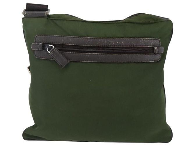 Borsa a Spalla PRADA Nylon Khaki Argento Autentica 173280 Cachi - vista 3