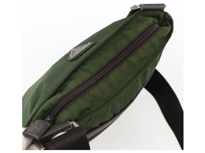 Borsa a Spalla PRADA Nylon Khaki Argento Autentica 173280 Cachi - vista 6