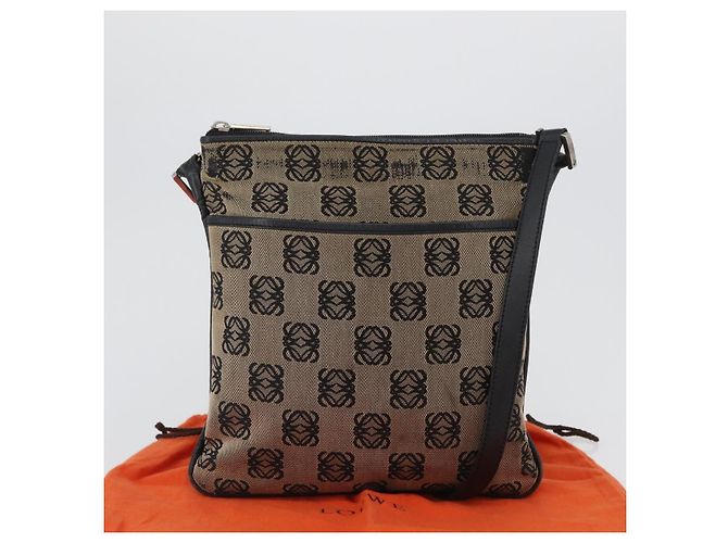 LOEWE Borsa a Spalla Anagram Tela Beige Argento Auth bs33493 - vista 12