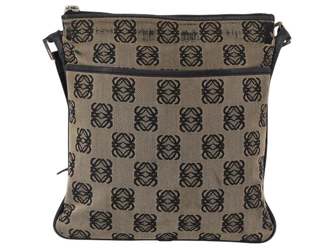 LOEWE Borsa a Spalla Anagram Tela Beige Argento Auth bs33493 - vista 13