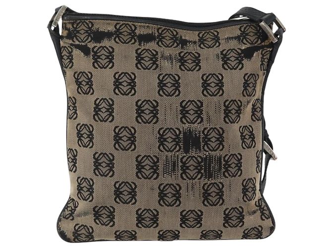 LOEWE Borsa a Spalla Anagram Tela Beige Argento Auth bs33493 - vista 2