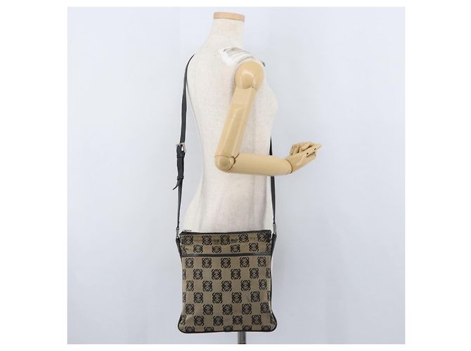 LOEWE Borsa a Spalla Anagram Tela Beige Argento Auth bs33493 - vista 24