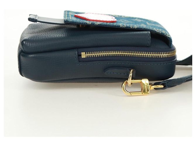 LOUIS VUITTON Monogram Denim LV MADE Pochette Doppia per Telefono M81060 LV Auth 170667SM Blu navy - vista 5