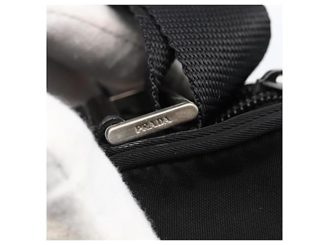 Borsa a Spalla PRADA Nylon Argento Nero Auth 172170 - vista 16