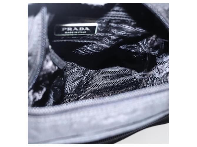Borsa a Spalla PRADA Nylon Argento Nero Auth 172170 - vista 18