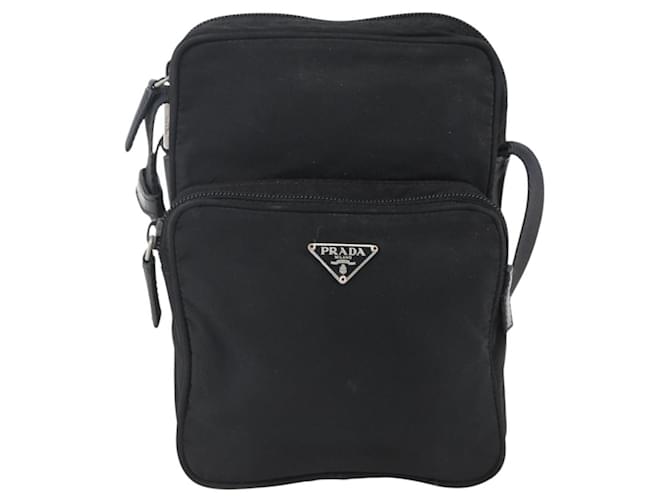 Borsa a Spalla PRADA Nylon Argento Nero Auth 172170 - vista 2