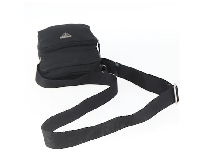 Borsa a Spalla PRADA Nylon Argento Nero Auth 172170 - vista 7