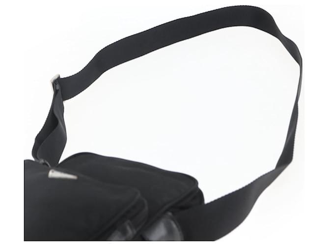 Borsa a Spalla PRADA Nylon Argento Nero Auth 172170 - vista 8