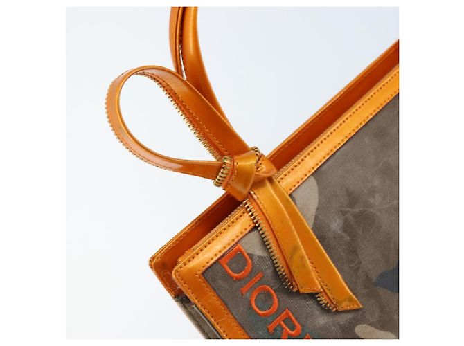Borsa a mano Christian Dior in tela verde oro Auth 170666V D'oro - vista 15
