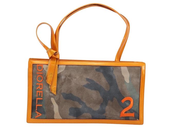 Borsa a mano Christian Dior in tela verde oro Auth 170666V D'oro - vista 2
