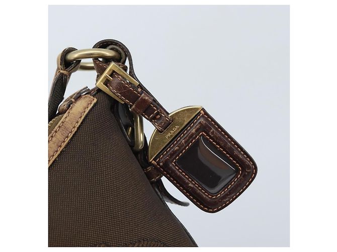 Borsa a Spalla PRADA in Tela Marrone Oro Auth 172166 D'oro - vista 14