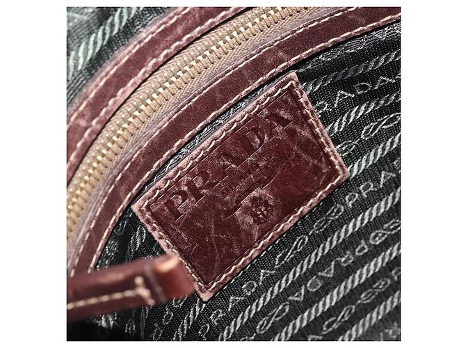 Borsa a Spalla PRADA in Tela Marrone Oro Auth 172166 D'oro - vista 16