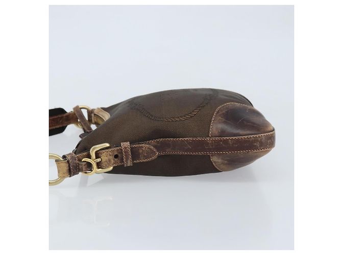 Borsa a Spalla PRADA in Tela Marrone Oro Auth 172166 D'oro - vista 5
