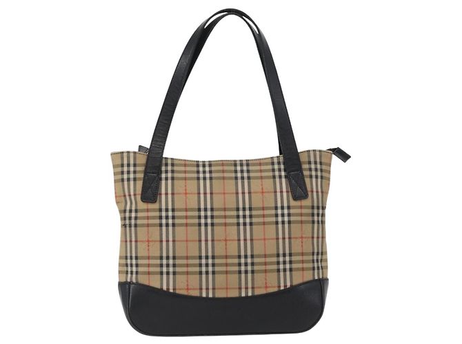 BURBERRY Nova Check Handtasche aus Canvas in Beige mit Gold, Auth bs33397 - Ansicht 2