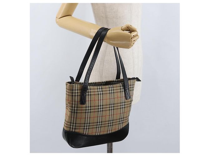 BURBERRY Nova Check Handtasche aus Canvas in Beige mit Gold, Auth bs33397 - Ansicht 22