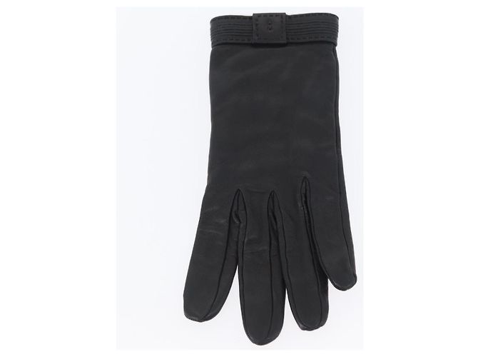 Hermès HERMES Handschuhe aus schwarzem Leder Auth bs33528 - Ansicht 12