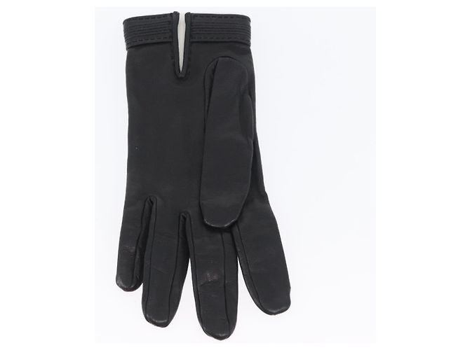 Hermès HERMES Handschuhe aus schwarzem Leder Auth bs33528 - Ansicht 13