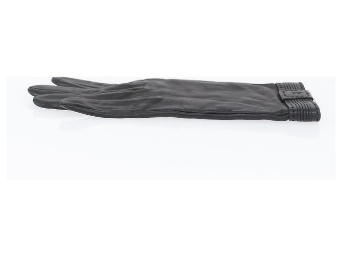 Hermès HERMES Handschuhe aus schwarzem Leder Auth bs33528 - Ansicht 14