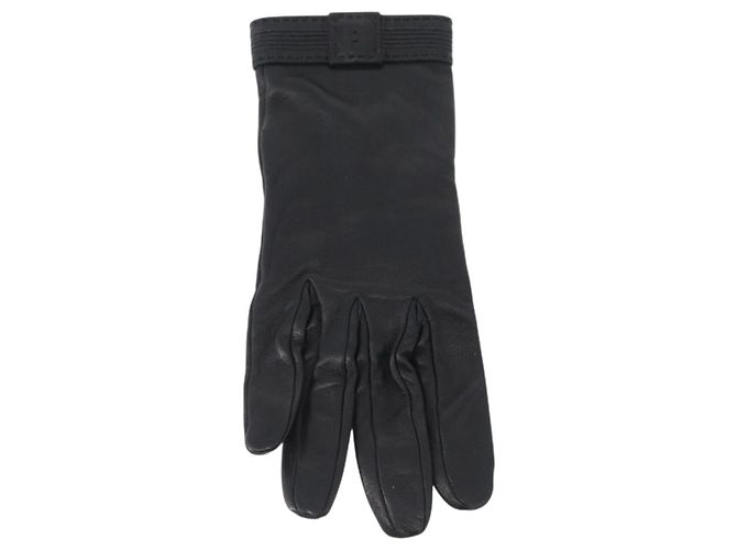 Hermès HERMES Handschuhe aus schwarzem Leder Auth bs33528 - Ansicht 2