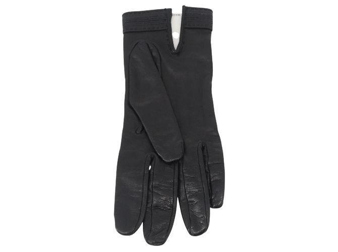 Hermès HERMES Handschuhe aus schwarzem Leder Auth bs33528 - Ansicht 3