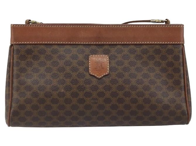 Céline Borsa a Spalla in Tela Macadam CELINE in Pelle PVC Marrone Oro Auth ep13480 D'oro - vista 2