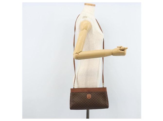 Céline Borsa a Spalla in Tela Macadam CELINE in Pelle PVC Marrone Oro Auth ep13480 D'oro - vista 24