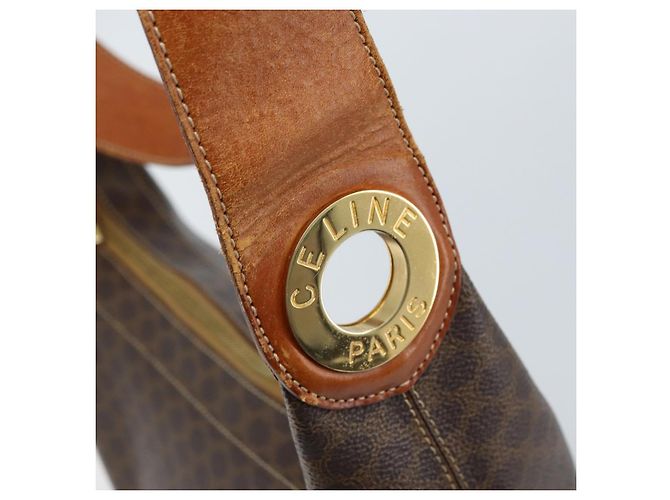 Céline Sac à épaule en toile Macadam CELINE en cuir PVC marron doré Auth ep13438 - vue 14
