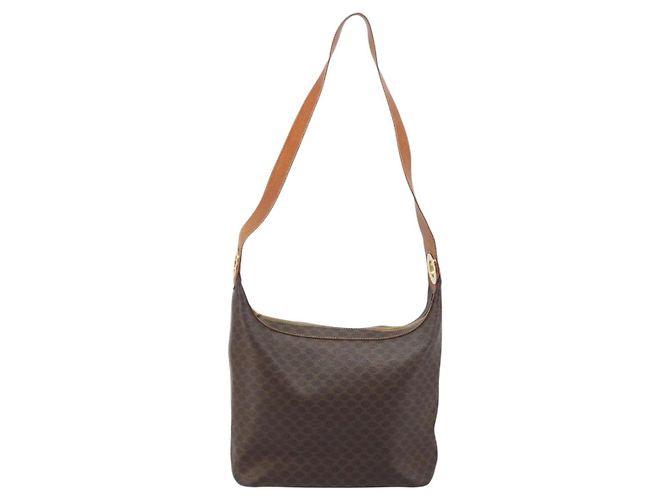 Céline Sac à épaule en toile Macadam CELINE en cuir PVC marron doré Auth ep13438 - vue 2