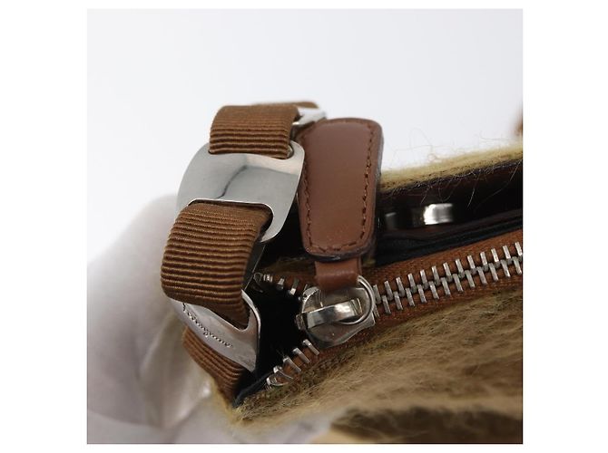 Borsa a Spalla Salvatore Ferragamo in Seta e Cotone Khaki Argento Autentica 166824 Cachi - vista 15