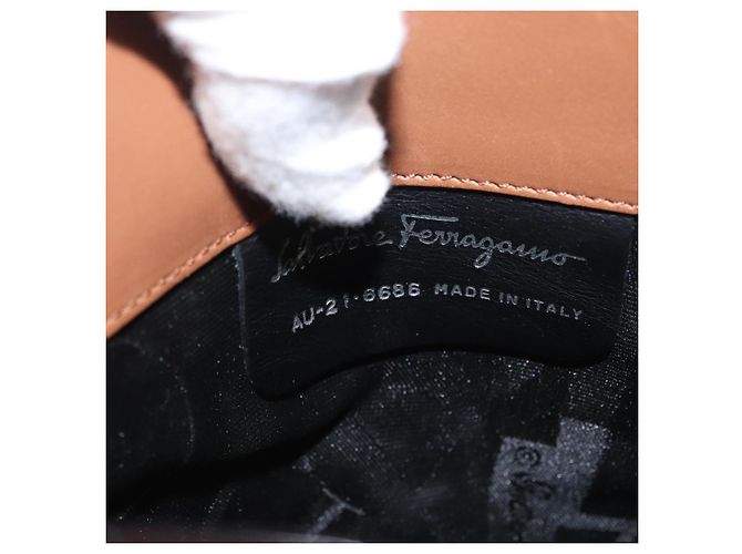Borsa a Spalla Salvatore Ferragamo in Seta e Cotone Khaki Argento Autentica 166824 Cachi - vista 17