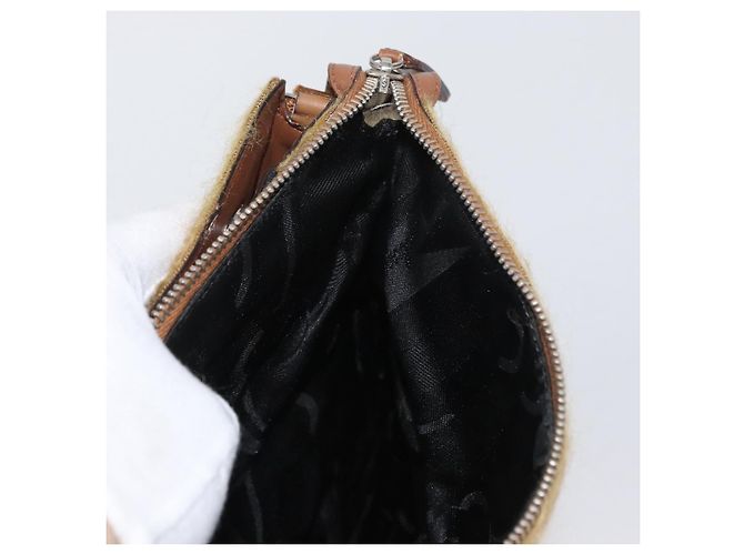 Borsa a Spalla Salvatore Ferragamo in Seta e Cotone Khaki Argento Autentica 166824 Cachi - vista 23