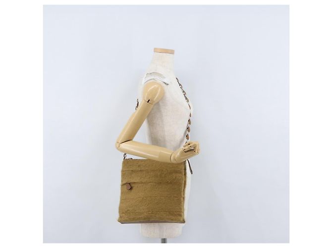 Borsa a Spalla Salvatore Ferragamo in Seta e Cotone Khaki Argento Autentica 166824 Cachi - vista 24
