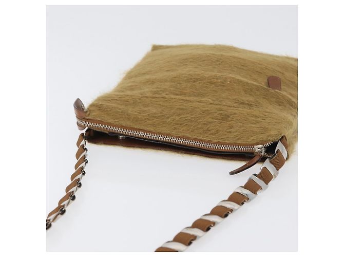 Borsa a Spalla Salvatore Ferragamo in Seta e Cotone Khaki Argento Autentica 166824 Cachi - vista 6