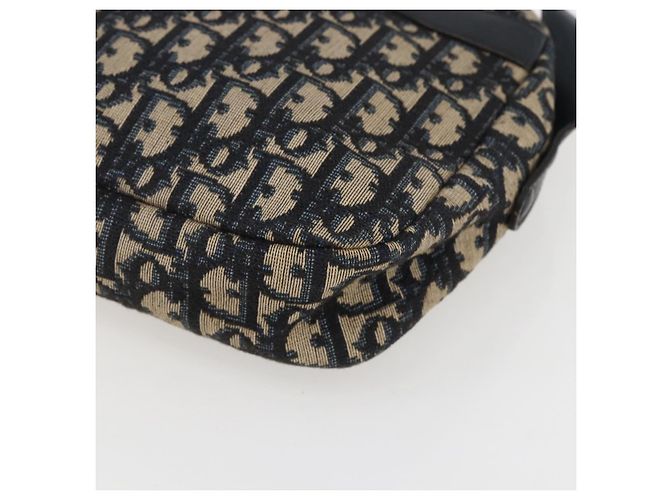 Borsa a Spalla in Tela Trotter Christian Dior Blu Navy Oro Auth 173463 D'oro - vista 10