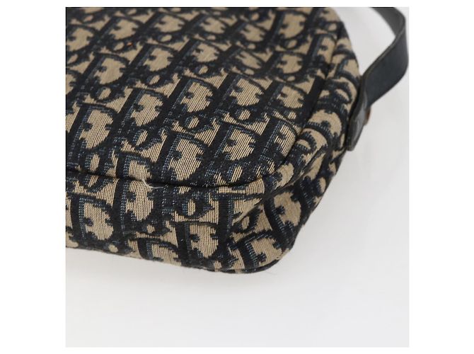 Borsa a Spalla in Tela Trotter Christian Dior Blu Navy Oro Auth 173463 D'oro - vista 12