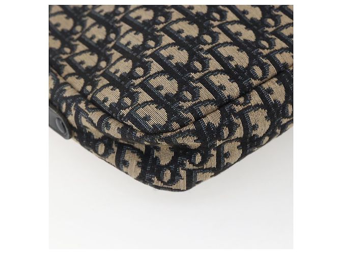Borsa a Spalla in Tela Trotter Christian Dior Blu Navy Oro Auth 173463 D'oro - vista 13