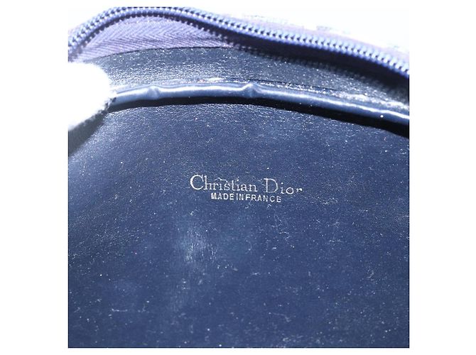 Borsa a Spalla in Tela Trotter Christian Dior Blu Navy Oro Auth 173463 D'oro - vista 16
