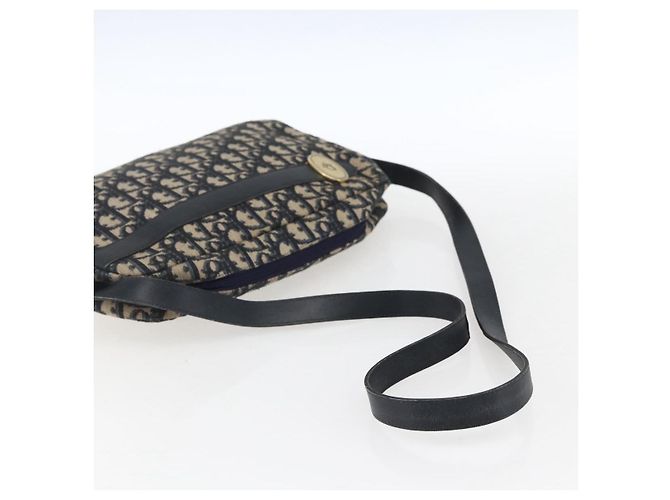 Borsa a Spalla in Tela Trotter Christian Dior Blu Navy Oro Auth 173463 D'oro - vista 7