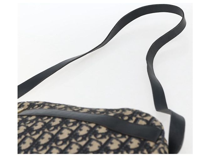 Borsa a Spalla in Tela Trotter Christian Dior Blu Navy Oro Auth 173463 D'oro - vista 8