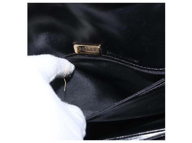 BALLY Borsa a mano in pelle 2 vie Nero Oro Auth 173218 D'oro - vista 26