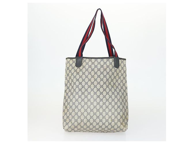 GUCCI GG Canvas GG Plus Sherry Line Tasche PVC 3 Set Beige Marine Auth 155246 Marineblau - Ansicht 3