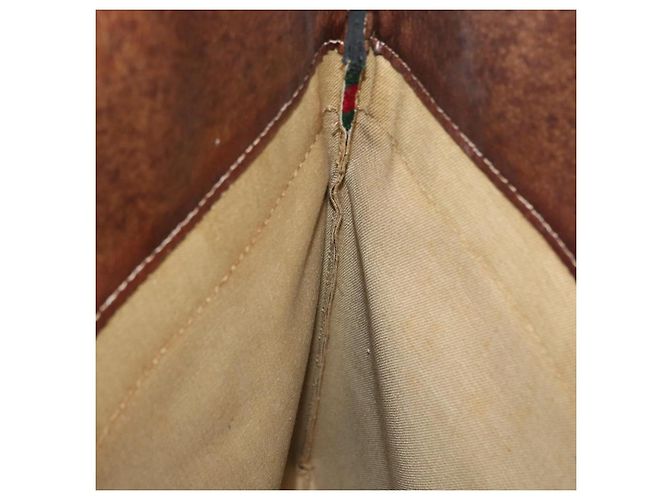 Borsa a mano GUCCI GG Supreme Web Sherry Line PVC Beige Rosso Verde Auth 172091 - vista 17