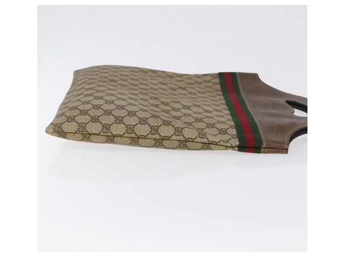 Borsa a mano GUCCI GG Supreme Web Sherry Line PVC Beige Rosso Verde Auth 172091 - vista 4