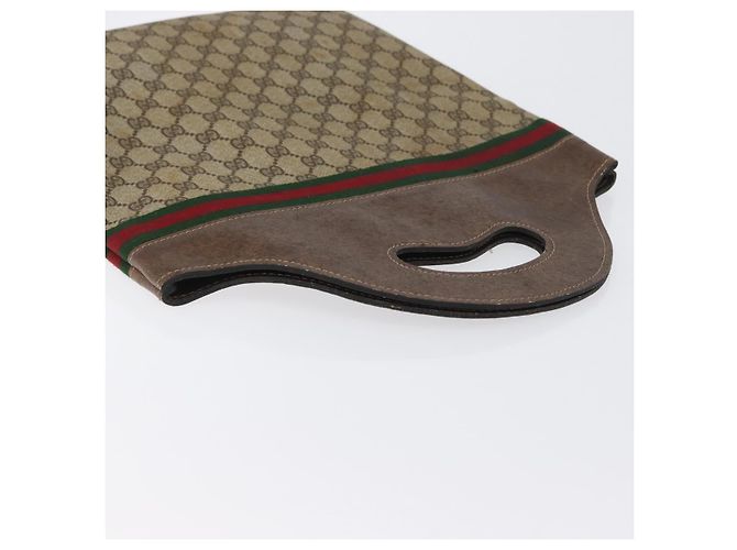 Borsa a mano GUCCI GG Supreme Web Sherry Line PVC Beige Rosso Verde Auth 172091 - vista 6