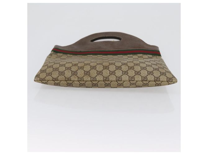 Borsa a mano GUCCI GG Supreme Web Sherry Line PVC Beige Rosso Verde Auth 172091 - vista 9